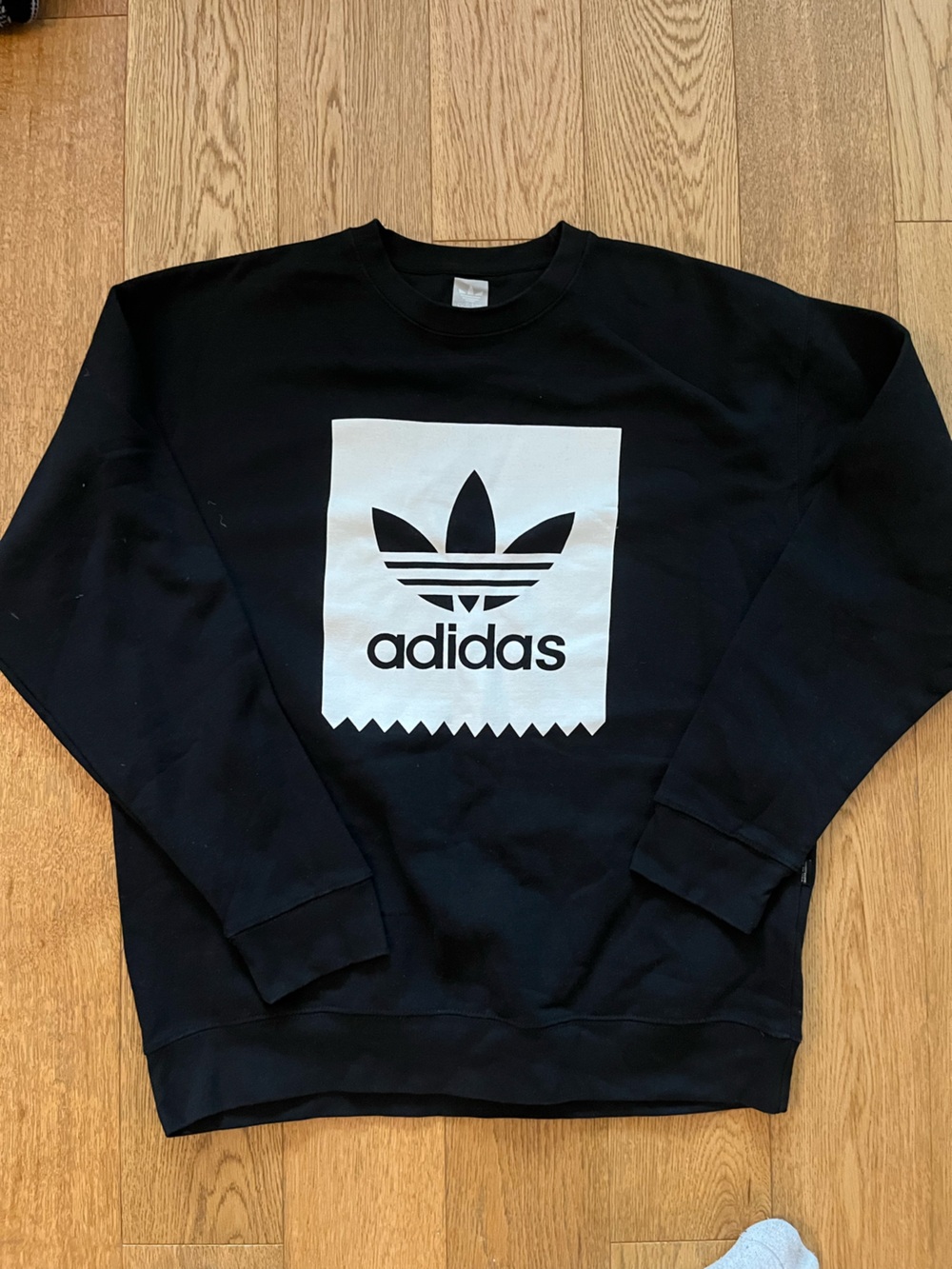 adidas Black Crewneck Sweatshirt with White Trefoil Graphic